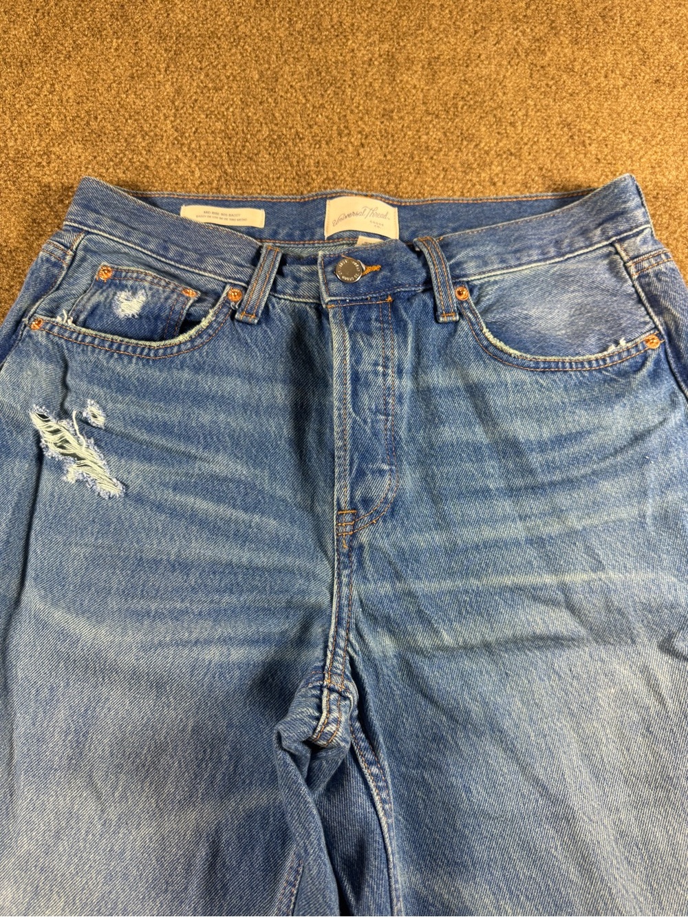 Universal Thread Jeans Size 6 Women's Mid Rise 90s Baggy Dark Wash Distressed - Picture 2 of 12